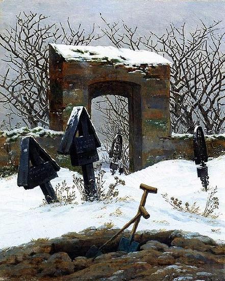Caspar David Friedrich Friedhof im Schnee France oil painting art